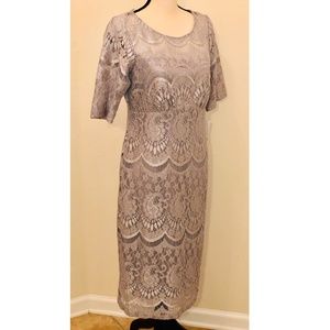 Metallic Lace Empire-Waist Dress